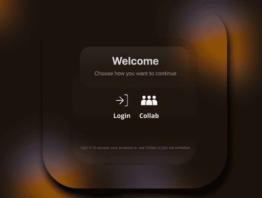 Entry screen where a collaborator chooses their role